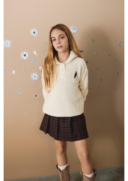 Kız Çocuk Pileli Kareli Süet Şort Etek G3767A825WN