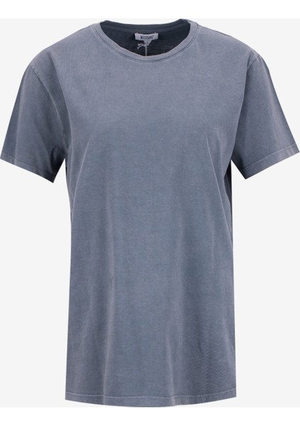 Bisiklet Yaka Baskılı Antrasit Kadın T-Shirt M5WL-TST1051