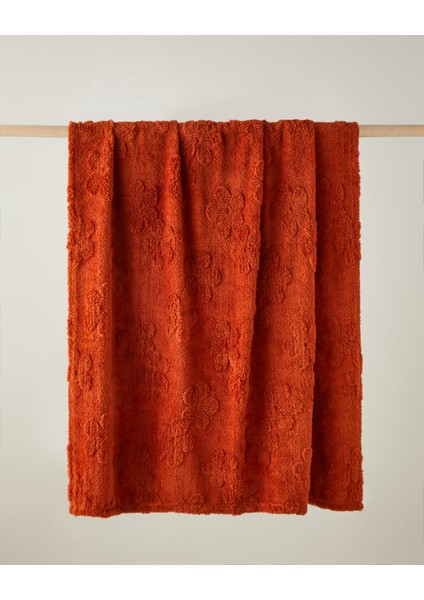Flower Joy Koltuk Şalı 120X160 cm Hardal