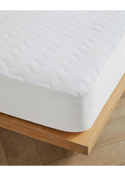 Napline Pamuklu Kapitoneli Sıvı Geçirmez Çift Kişilik Alez 160X200 cm Beyaz