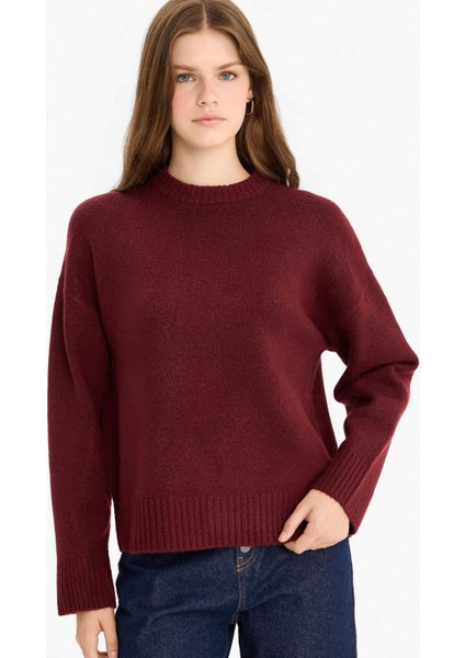 Oversize Geniş Kalıp Bisiklet Yaka Triko Kazak R6044AZ25WN