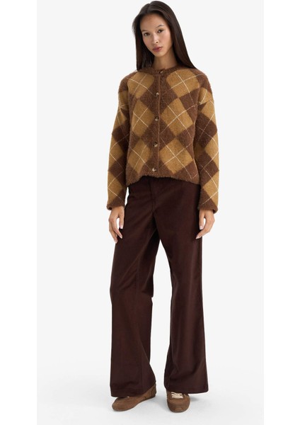 Regular Fit Bisiklet Yaka Baklava Desenli Düğmeli Triko Hırka G3252AX25WN fiyatları