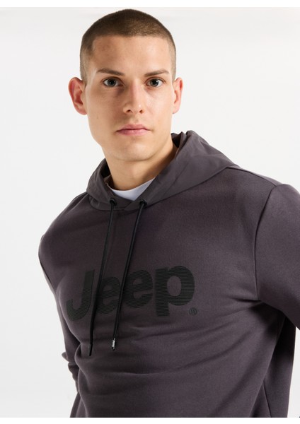 Kapüşon Yaka Baskılı Antrasit Erkek Sweatshırt J5WM-SWT7309 modelleri