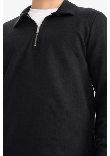 Regular Fit Polo Yaka Yarım Fermuarlı Sweatshirt F2802AX25AU fırsatları