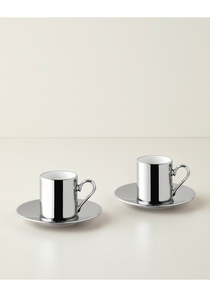 Orvin Porselen 4 Parça 2 Kişilik Kahve Fincan Takımı 90 ml Gümüş