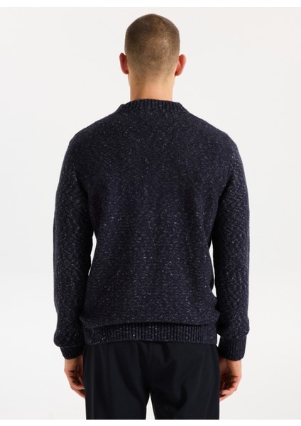 Bisiklet Yaka Relaxed Düz Örgü Desenli Lacivert Erkek Kazak J5WM-KZK7867 fırsatları