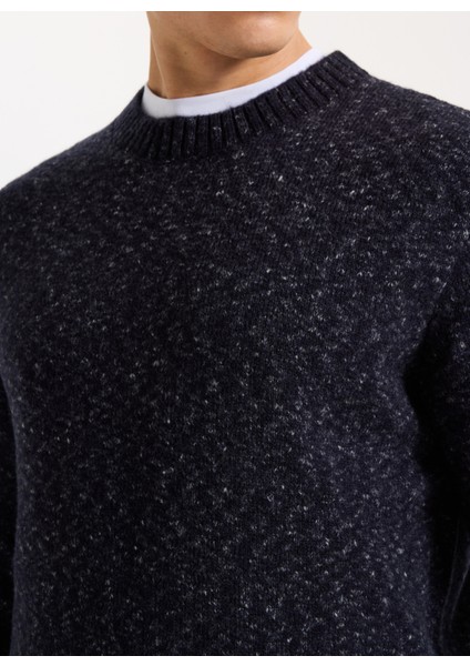 Bisiklet Yaka Relaxed Düz Örgü Desenli Lacivert Erkek Kazak J5WM-KZK7867 indirimleri