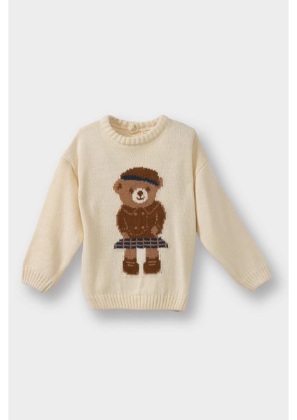 Kız Bebek Regular Fit Büyük Yaka Ayı Baskılı KAZAK G3304A525WN fiyatları