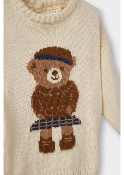 Kız Bebek Regular Fit Büyük Yaka Ayı Baskılı KAZAK G3304A525WN modelleri