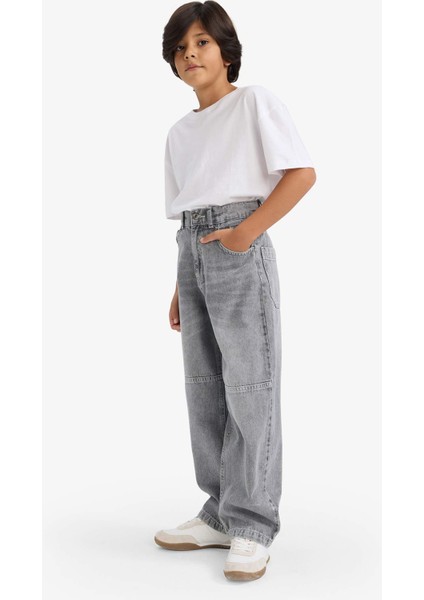 Erkek Çocuk Barrel Fit Düz Paça Jean Pantolon G3256A825WN fiyatları
