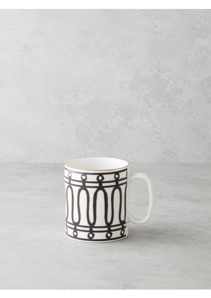 White Charmed Bone Porselen Kupa 290 ml Siyah-Beyaz-Gold