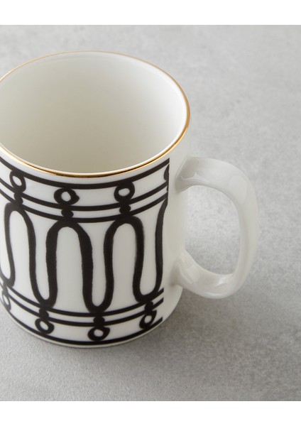 White Charmed Bone Porselen Kupa 290 ml Siyah-Beyaz-Gold fiyatları