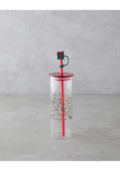 Kokina Borosilikat Pipetli Bardak 460 ml Kırmızı