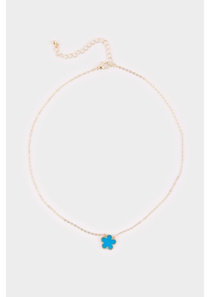 Kadın Mavi Yonca Detaylı KOLYE E8308AXNS