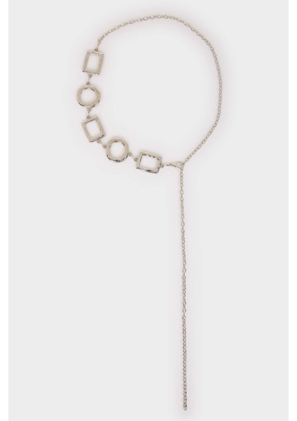 Kadın Silver Kare-Yuvarlak Detaylı Metal KEMER G3286AXNS