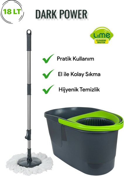 Dark Power Otomatik Temizlik Seti - Kova Mop Seti - Üretici Garantili