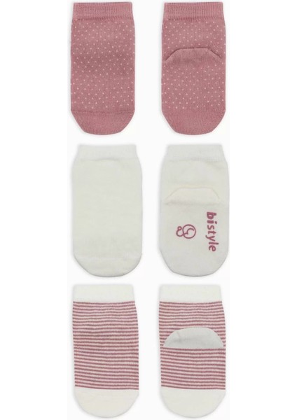 Puanlı Kaymaz Penye Soket Çorap 3'lü BS10108 Pudra fiyatları