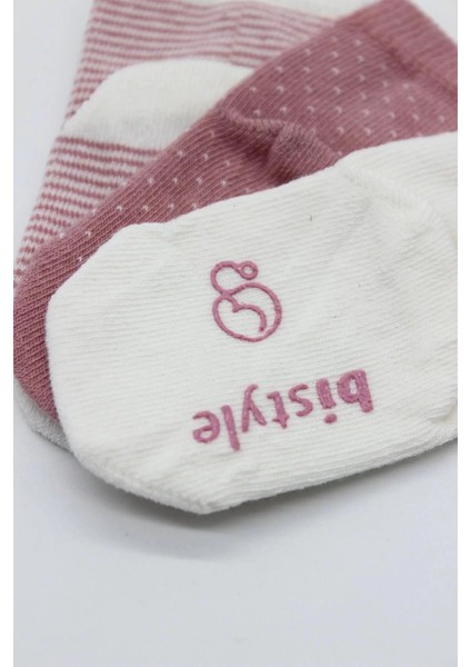 Puanlı Kaymaz Penye Soket Çorap 3'lü BS10108 Pudra modelleri