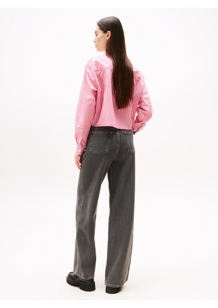 Standart Gömlek Yaka Çizgili Kırmızı Kadın Gömlek DW0DW21453XI5 modelleri