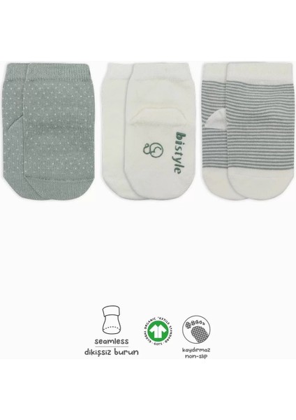 Puanlı Kaymaz Penye Soket Çorap 3'lü BS10108 Nil