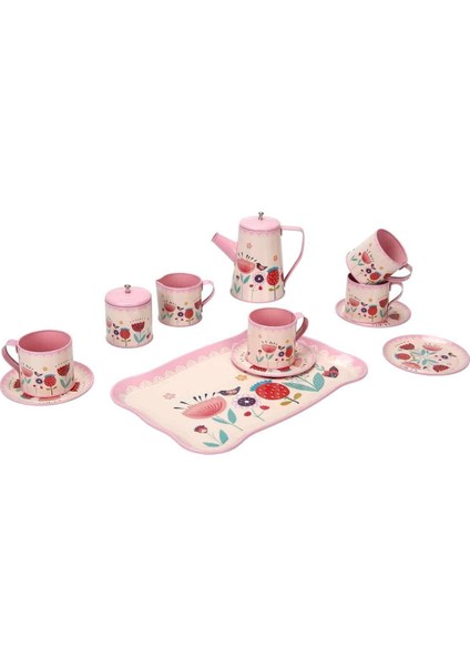 4939 Sun-Yfn-Lch-Metal Çay Seti Çiçek Dsn 2A 12PRÇ