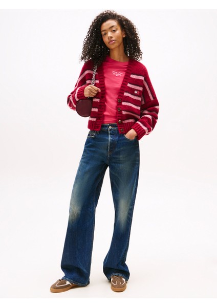 Standart Çizgili Kırmızı Kadın Kazak DW0DW21678XJP fiyatları