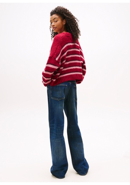 Standart Çizgili Kırmızı Kadın Kazak DW0DW21678XJP modelleri