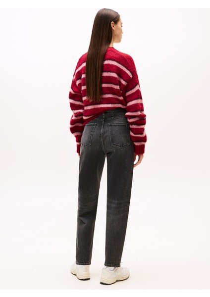 Yüksek Bel Düz Paça Tapered Fit Siyah Kadın Denim Pantolon DW0DW218121BZ fiyatları