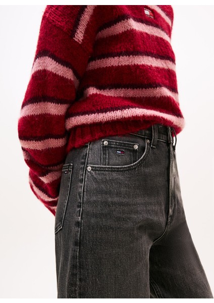 Yüksek Bel Düz Paça Tapered Fit Siyah Kadın Denim Pantolon DW0DW218121BZ fırsatları