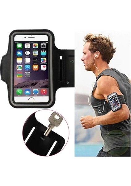 Telefonlar Ile Uyumlu Spor ve Koşu Için Telefon Tutucu Anahtar ve Kulaklık Girişli Kol Bandı - CZ73