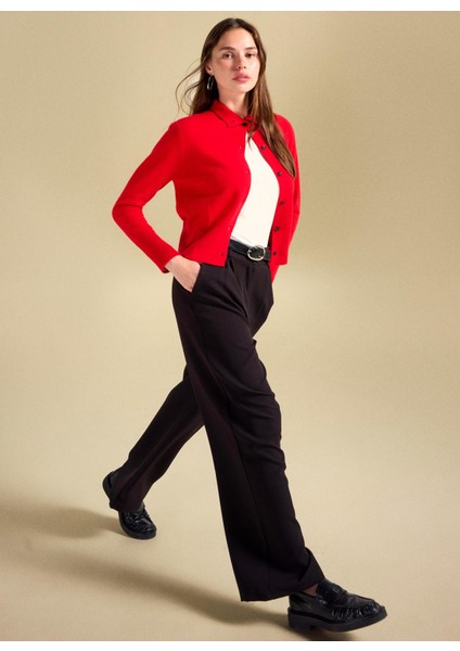 Standart Bel Relaxed Siyah Kadın Pantolon PBF5WL-PNT9524 fiyatları