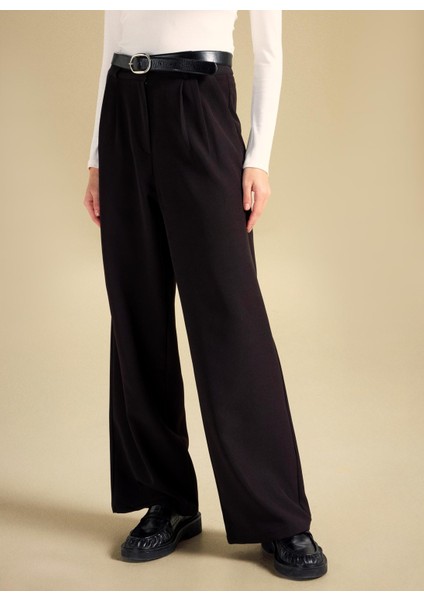 Standart Bel Relaxed Siyah Kadın Pantolon PBF5WL-PNT9524 indirimleri
