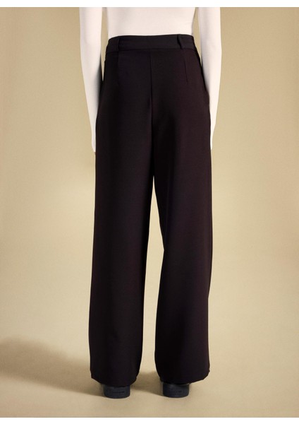 Standart Bel Relaxed Siyah Kadın Pantolon PBF5WL-PNT9524