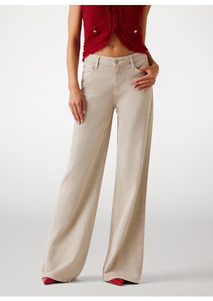 Yüksek Bel Rahat Krem Kadın Pantolon Sexy Palazzo Kadın Palazzo Fit Pant fiyatları