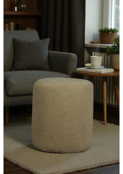 Home Class Yumuşak Teddy Peluş Kumaş Silindir Bench Puf Makyaj Masası Pufu Tabure fiyatları