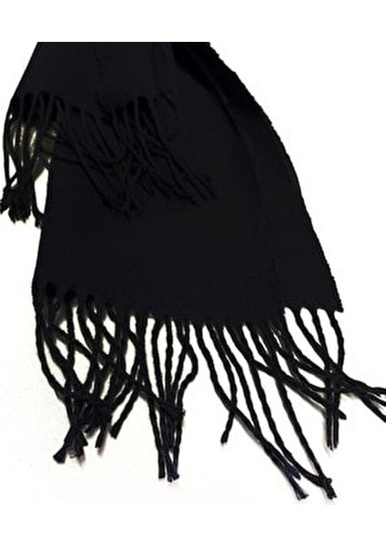 Siyah Çift Taraflı Erkek Kaşkol 180 cm Uzunlukta Rahat ve Sıcak Kullanım