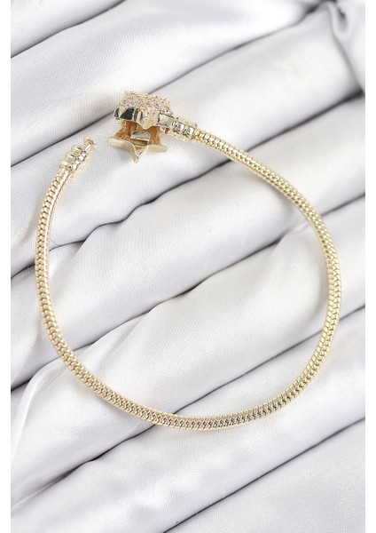 Pirinç Charm Zirkon Taşlı Yıldız Model Gold Renk Kadın Bileklik - TJ-BB7810 fiyatları
