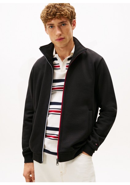 Dik Yaka Siyah Erkek Sweatshırt MW0MW40481BDS_GLOBAL Strıpe Zıp Thr fiyatları