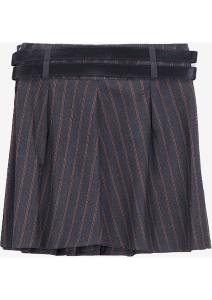 Yüksek Bel Koyu Gri Kadın Piliseli Mini Etek PBF5WL-ETK5107 fiyatları