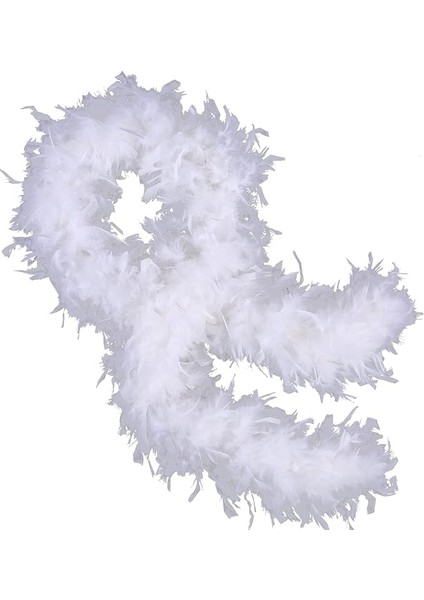 Beyaz Renk Kabarık Kalın Otriş Boa Tüy 6 cm Genişlik 180-200 cm Uzunluk