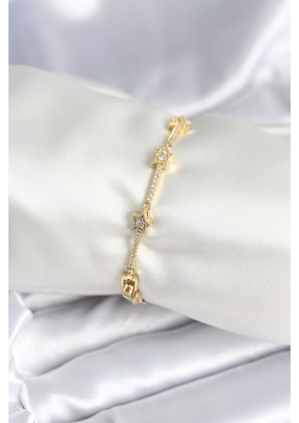 Pirinç Gold Renk Halley Yıldız Model Kadın Bileklik - TJ-BB7984