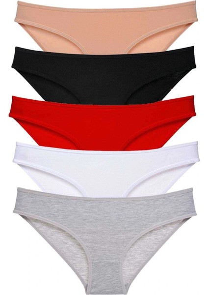 5 Adet Süper Eko Set Likralı Kadın Slip Külot Çok Renkli