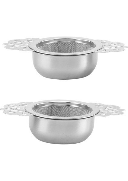 2pcs Çay Filtresi Kaseli Paslanmaz Çelik Çay Suşağı Çift Kanatlı Kulplı Ultra Ince Örgü Çay Süzgeçleri (Yurt Dışından)