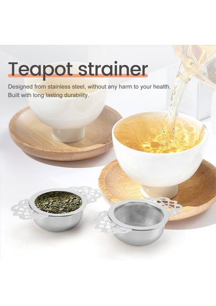 2pcs Çay Filtresi Kaseli Paslanmaz Çelik Çay Suşağı Çift Kanatlı Kulplı Ultra Ince Örgü Çay Süzgeçleri (Yurt Dışından) fırsatları