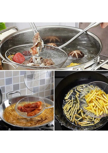 3x Örümcek Süzgeç Skimmer Kepçe Paslanmaz Çelik Metal Kızartma Sepeti Uzun Saplı Büyük Kaşık (Yurt Dışından) indirimleri