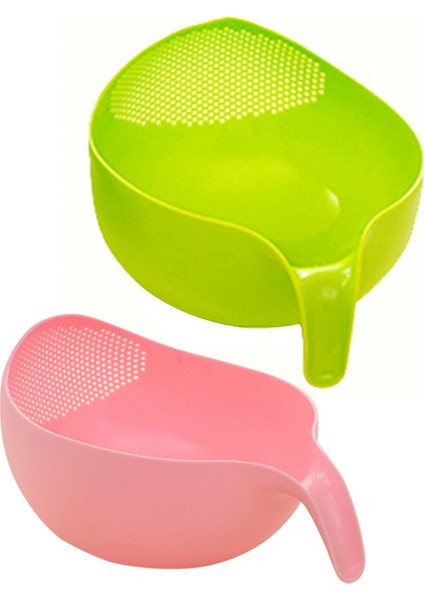 2 Pcs Dayanıklı Pirinç Yıkama Filtre Süzgeç Mutfak Aleti Fasulye Peas Sepet Sepet Temizleme Gadget Filtreleme Yeşil ve Pembe (Yurt Dışından)