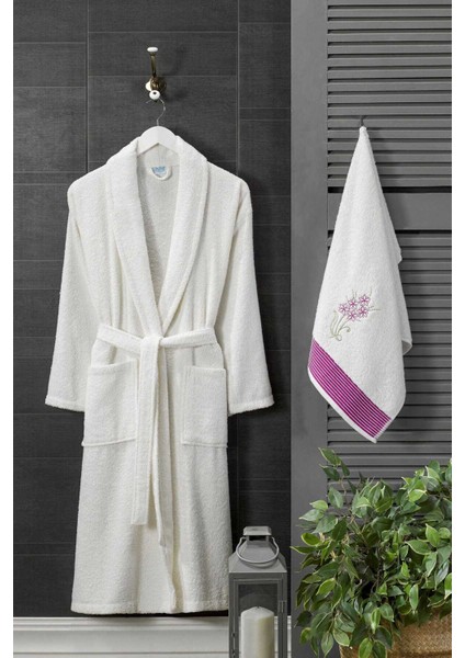 4 Parça Aile Bornoz Seti Kadın Erkek Havlulu Bornoz Takımı Beyaz Set modelleri