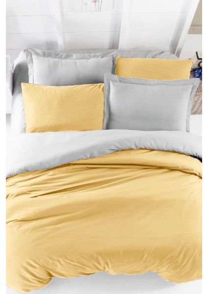 Çift Kişilik Lastikli Çarşaflı Nevresim Takımı Pamuklu Four Season Hardal Gri fiyatları