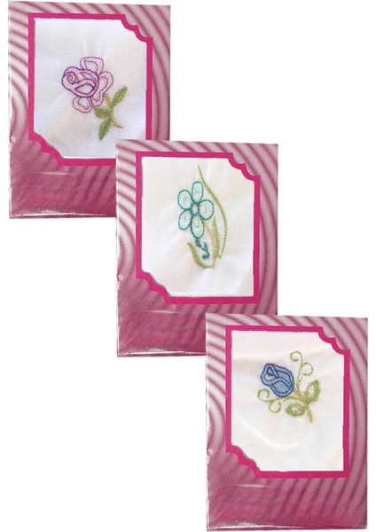 3’lü Özel Paket Premium Kadın Işlemeli Mendil Seti &AMP;#37;100 Pamuk 28X28 cm modelleri