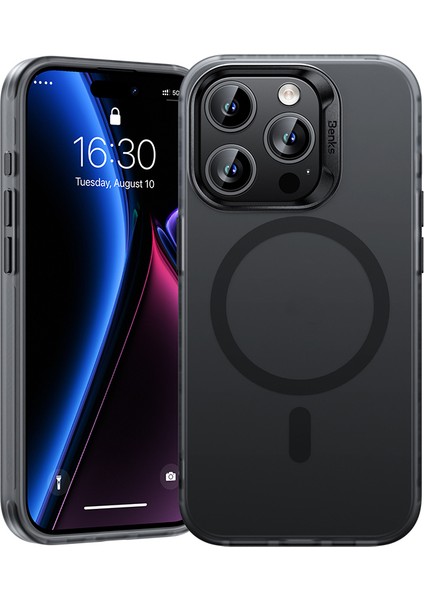 iPhone 16 Pro Max Uyumlu Kılıf M-Safe Şarj Özellikli Yeni Seri Benks Lucid Armor Kapak Siyah